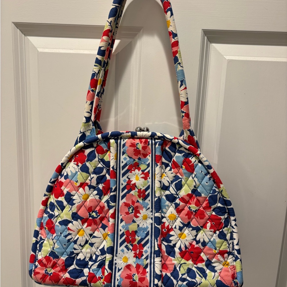 Red and Blue Vera Bradley Quilted Bag with Floral Pattern